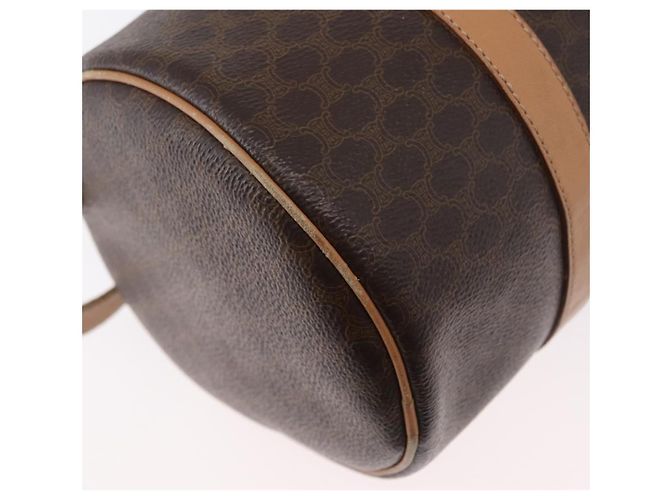 Céline Bolso de mano de lona Macadam CELINE en cuero PVC marrón dorado Auth 171455V Castaño - vista 12
