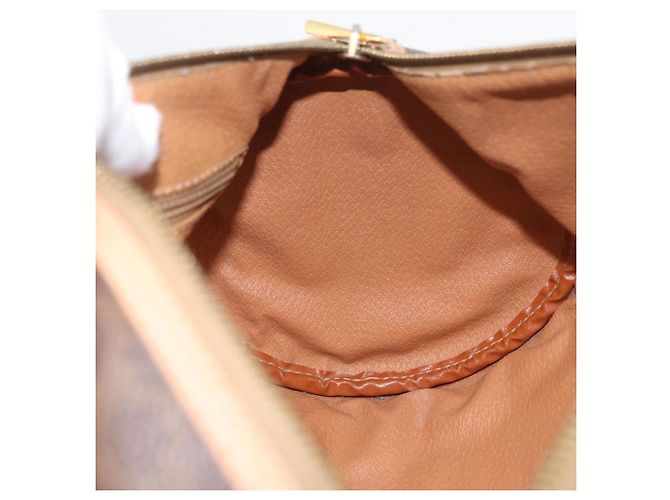 Céline Bolso de mano de lona Macadam CELINE en cuero PVC marrón dorado Auth 171455V Castaño - vista 17