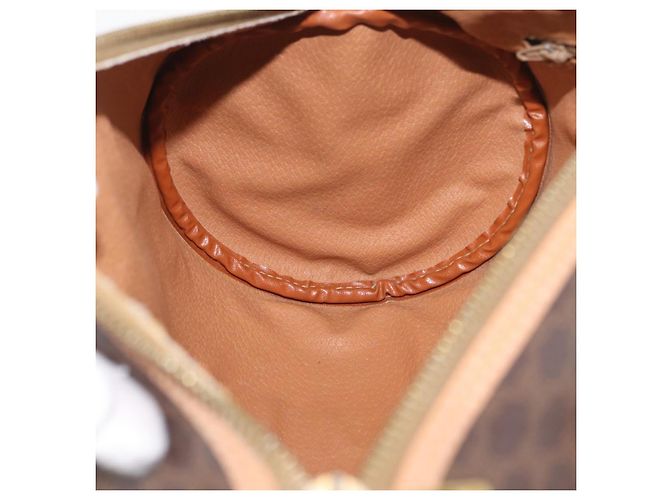 Céline Bolso de mano de lona Macadam CELINE en cuero PVC marrón dorado Auth 171455V Castaño - vista 18