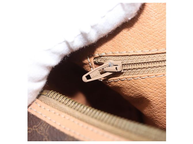 Céline Bolso de mano de lona Macadam CELINE en cuero PVC marrón dorado Auth 171455V Castaño - vista 19
