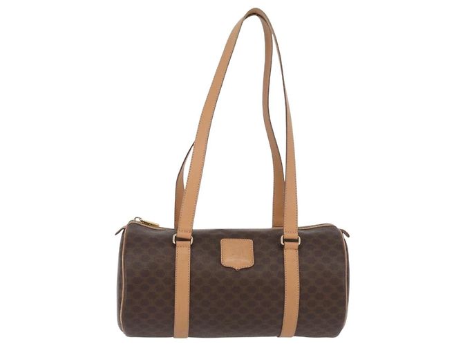 Céline Bolso de mano de lona Macadam CELINE en cuero PVC marrón dorado Auth 171455V Castaño - vista 2