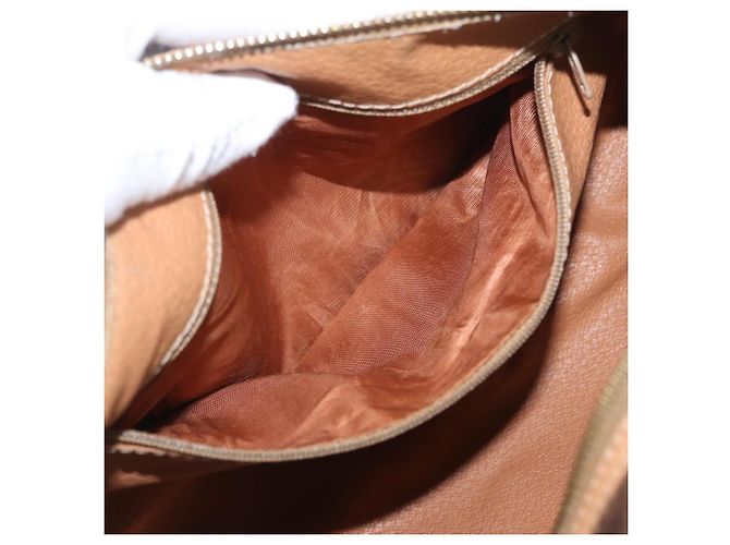 Céline Bolso de mano de lona Macadam CELINE en cuero PVC marrón dorado Auth 171455V Castaño - vista 20