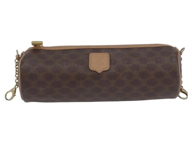 Céline Bolso de mano de lona Macadam CELINE en cuero PVC marrón dorado Auth 171455V Castaño - vista 21