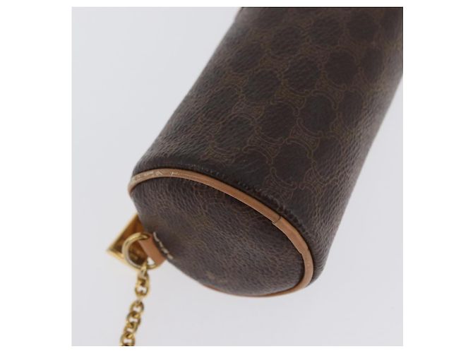 Céline Bolso de mano de lona Macadam CELINE en cuero PVC marrón dorado Auth 171455V Castaño - vista 26