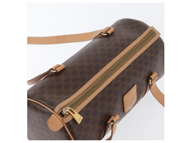 Céline Bolso de mano de lona Macadam CELINE en cuero PVC marrón dorado Auth 171455V Castaño - vista 6