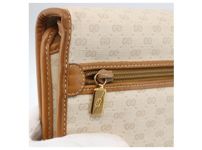Gucci Borsa Micro GG Supreme PVC Beige Chiaro Oro 004 106 0146 Auth fm5178 D'oro - vista 22