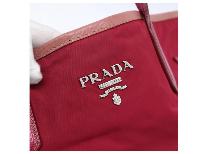 PRADA Nylon Tote Bag Rosa Silber Auth ARZ253 Pink - Ansicht 14