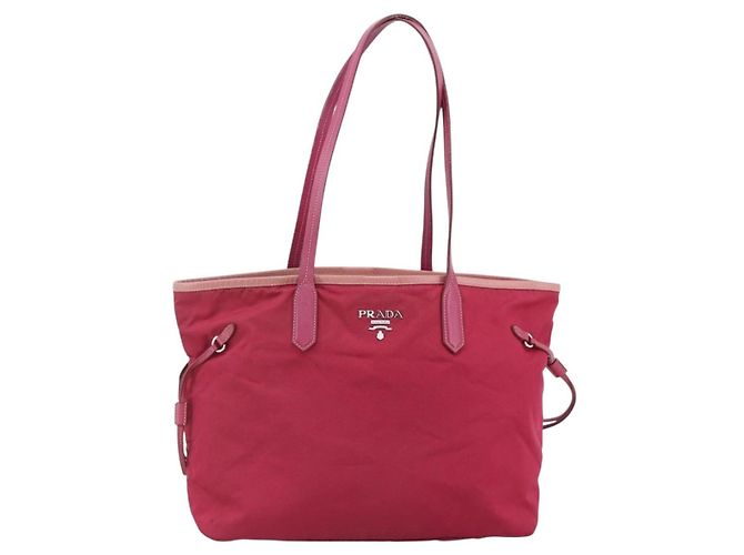 PRADA Nylon Tote Bag Rosa Silber Auth ARZ253 Pink - Ansicht 2