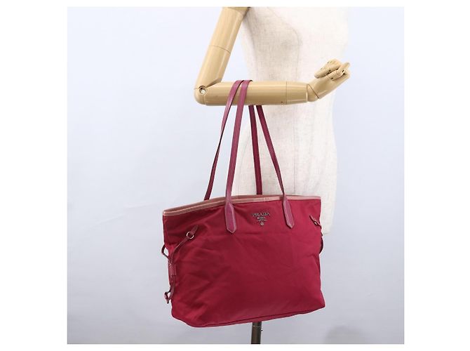 PRADA Nylon Tote Bag Rosa Silber Auth ARZ253 Pink - Ansicht 22