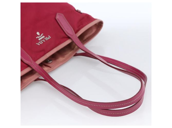 PRADA Nylon Tote Bag Rosa Silber Auth ARZ253 Pink - Ansicht 7