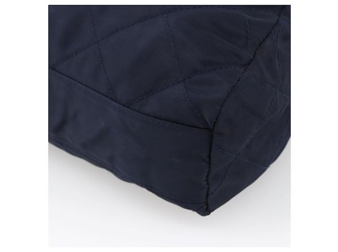 Borsa a Spalla con Catena Prada in Nylon Blu Navy e Oro Auth bs33521 D'oro - vista 10
