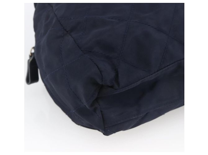 Borsa a Spalla con Catena Prada in Nylon Blu Navy e Oro Auth bs33521 D'oro - vista 11