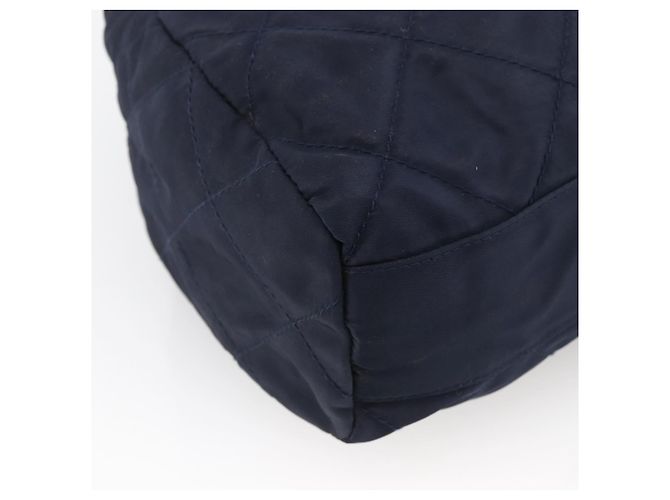 Borsa a Spalla con Catena Prada in Nylon Blu Navy e Oro Auth bs33521 D'oro - vista 13