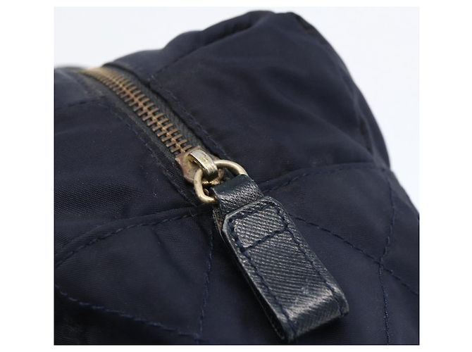 Borsa a Spalla con Catena Prada in Nylon Blu Navy e Oro Auth bs33521 D'oro - vista 15