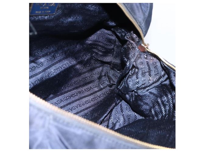 Borsa a Spalla con Catena Prada in Nylon Blu Navy e Oro Auth bs33521 D'oro - vista 18