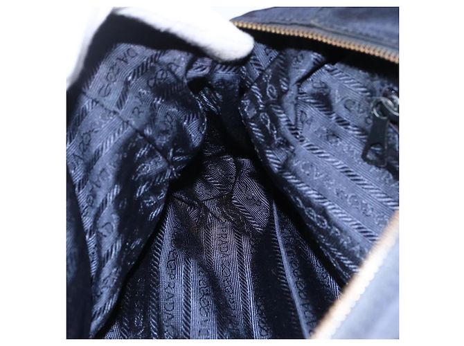 Borsa a Spalla con Catena Prada in Nylon Blu Navy e Oro Auth bs33521 D'oro - vista 19