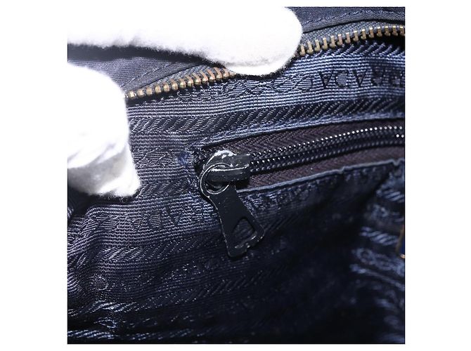 Borsa a Spalla con Catena Prada in Nylon Blu Navy e Oro Auth bs33521 D'oro - vista 20