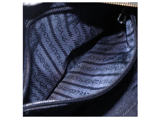 Borsa a Spalla con Catena Prada in Nylon Blu Navy e Oro Auth bs33521 D'oro - vista 21