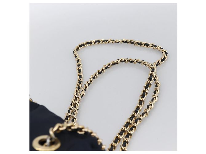 Borsa a Spalla con Catena Prada in Nylon Blu Navy e Oro Auth bs33521 D'oro - vista 8