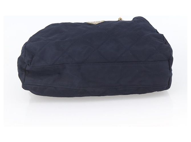 Borsa a Spalla con Catena Prada in Nylon Blu Navy e Oro Auth bs33521 D'oro - vista 9