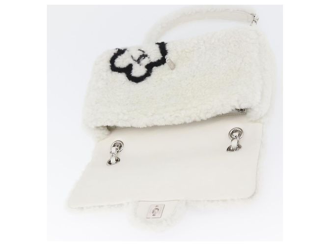 CHANEL Matelassé 25 Borsa a Spalla con Catena Mouton Bianco Argento CC Auth 172561SM - vista 15