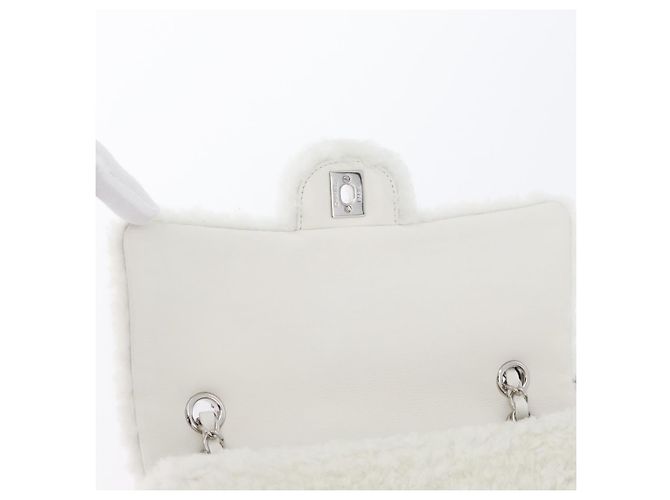 CHANEL Matelassé 25 Borsa a Spalla con Catena Mouton Bianco Argento CC Auth 172561SM - vista 16