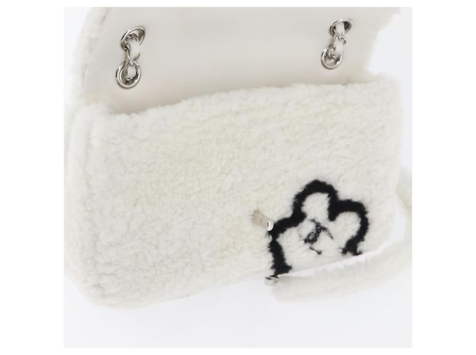 CHANEL Matelassé 25 Borsa a Spalla con Catena Mouton Bianco Argento CC Auth 172561SM - vista 17