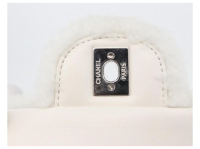 CHANEL Matelassé 25 Borsa a Spalla con Catena Mouton Bianco Argento CC Auth 172561SM - vista 18