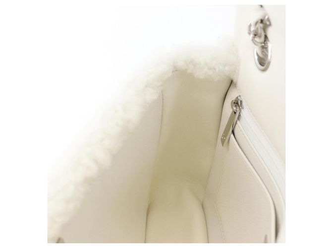 CHANEL Matelassé 25 Borsa a Spalla con Catena Mouton Bianco Argento CC Auth 172561SM - vista 22