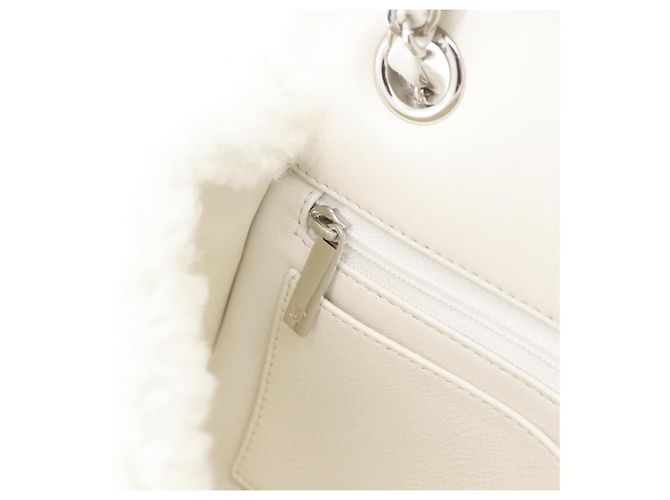 CHANEL Matelassé 25 Borsa a Spalla con Catena Mouton Bianco Argento CC Auth 172561SM - vista 23