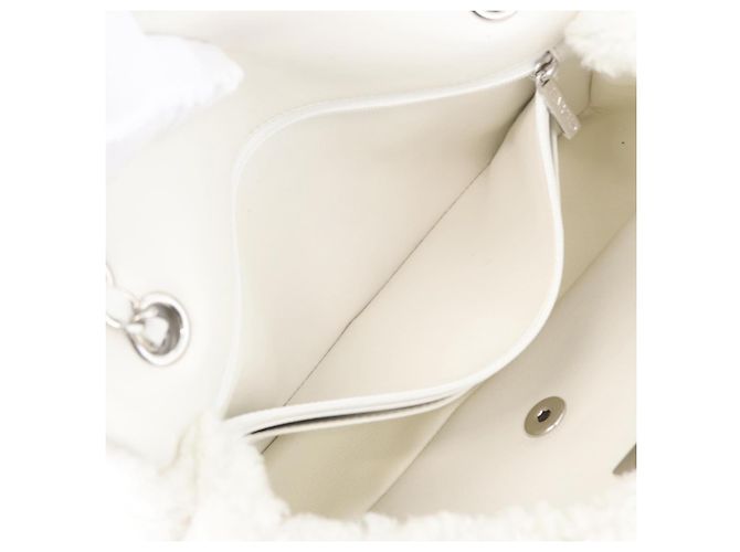 CHANEL Matelassé 25 Borsa a Spalla con Catena Mouton Bianco Argento CC Auth 172561SM - vista 24