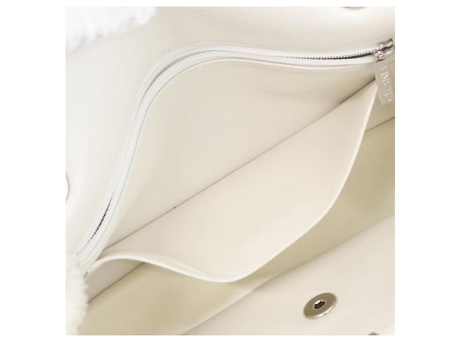 CHANEL Matelassé 25 Borsa a Spalla con Catena Mouton Bianco Argento CC Auth 172561SM - vista 25