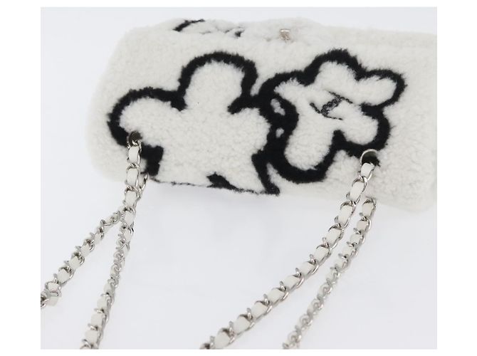 CHANEL Matelassé 25 Borsa a Spalla con Catena Mouton Bianco Argento CC Auth 172561SM - vista 6