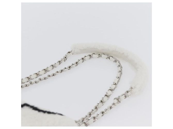 CHANEL Matelassé 25 Borsa a Spalla con Catena Mouton Bianco Argento CC Auth 172561SM - vista 8