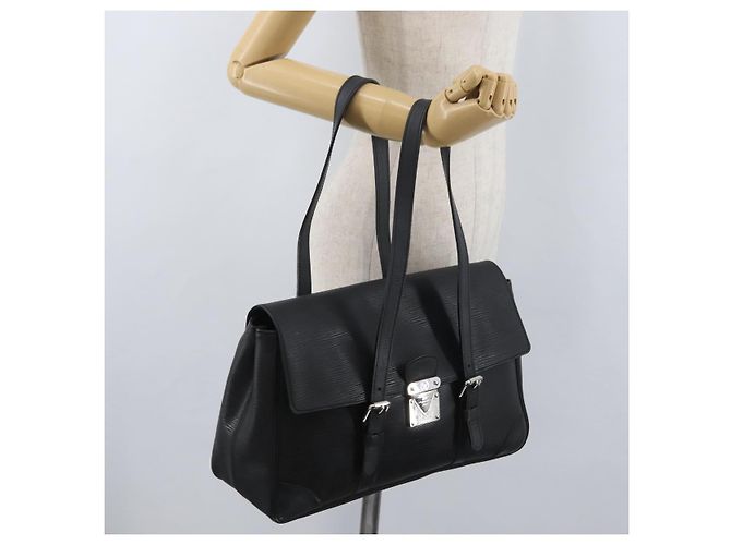 LOUIS VUITTON Borsa a Mano Epi Segur MM Nera M58862 LV Auth BA11114 Nero - vista 22