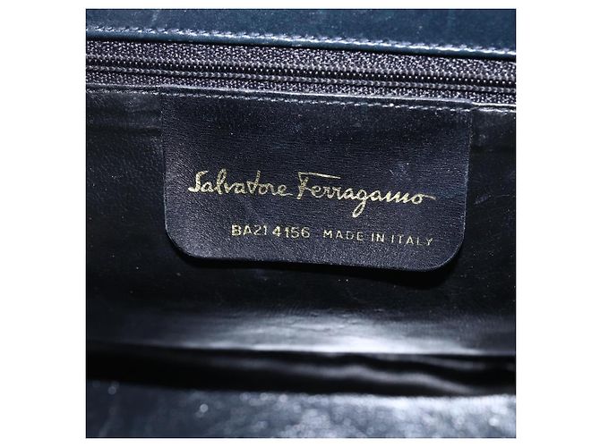 Borsa a Spalla Salvatore Ferragamo in Pelle Blu Navy Oro Auth bs33630 D'oro - vista 14