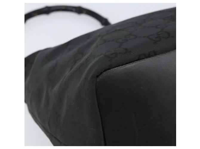 Bamboo Borsa a spalla in tela GG Gucci con bambù, nylon nero argento 000 0531 Auth 172773 - vista 11