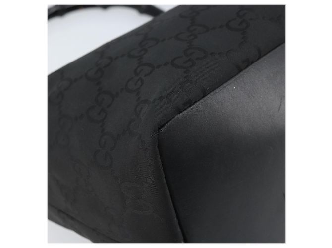 Bamboo Borsa a spalla in tela GG Gucci con bambù, nylon nero argento 000 0531 Auth 172773 - vista 13