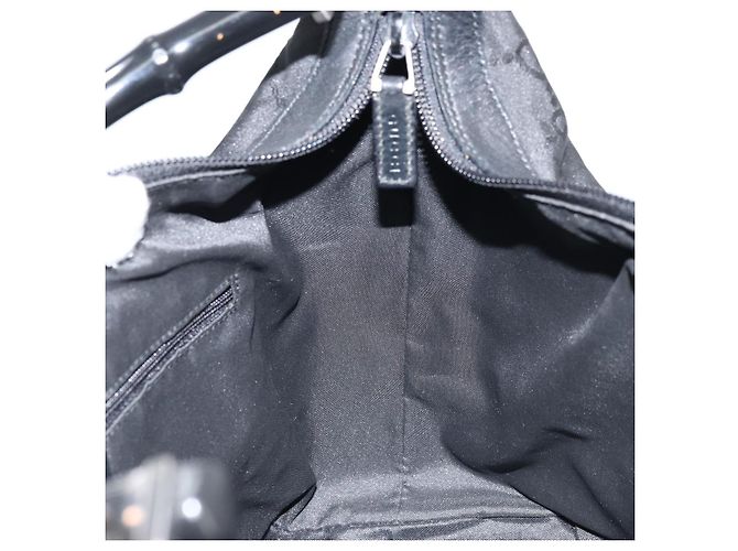 Bamboo Borsa a spalla in tela GG Gucci con bambù, nylon nero argento 000 0531 Auth 172773 - vista 17