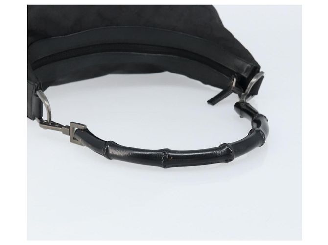 Bamboo Borsa a spalla in tela GG Gucci con bambù, nylon nero argento 000 0531 Auth 172773 - vista 7