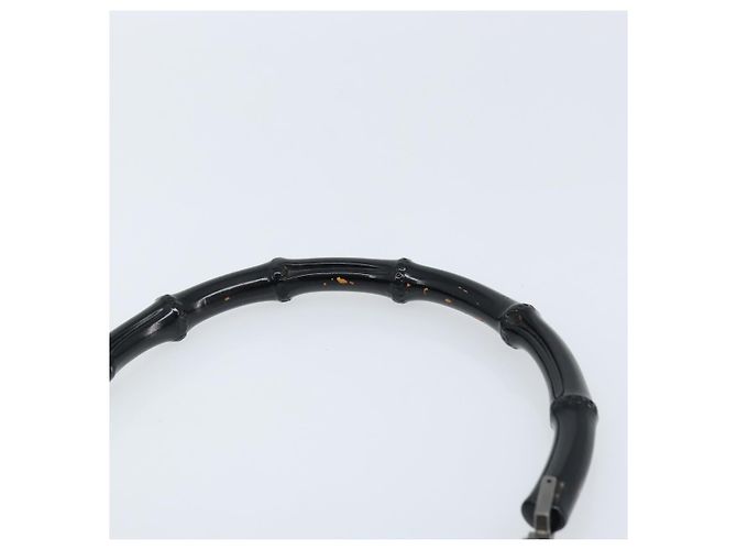 Bamboo Borsa a spalla in tela GG Gucci con bambù, nylon nero argento 000 0531 Auth 172773 - vista 8