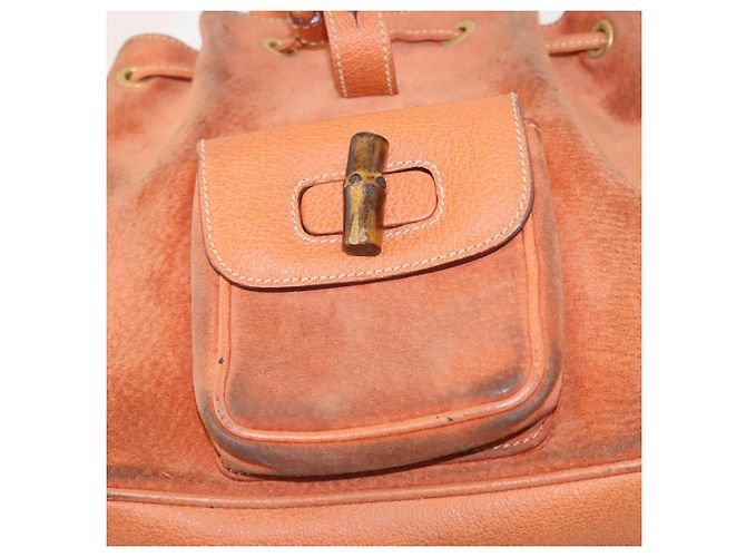 Bamboo Zaino in Bambù GUCCI Camoscio Marrone Oro 003 1956 0030 Auth bs33281 D'oro - vista 25