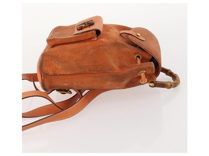 Bamboo Zaino in Bambù GUCCI Camoscio Marrone Oro 003 1956 0030 Auth bs33281 D'oro - vista 4