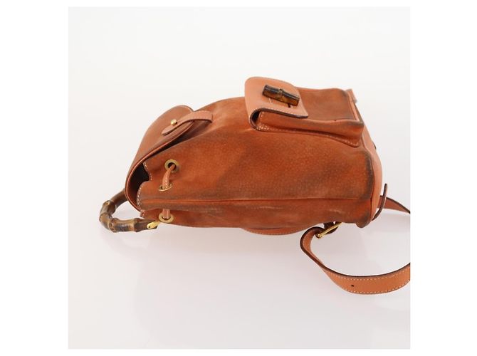 Bamboo Zaino in Bambù GUCCI Camoscio Marrone Oro 003 1956 0030 Auth bs33281 D'oro - vista 5