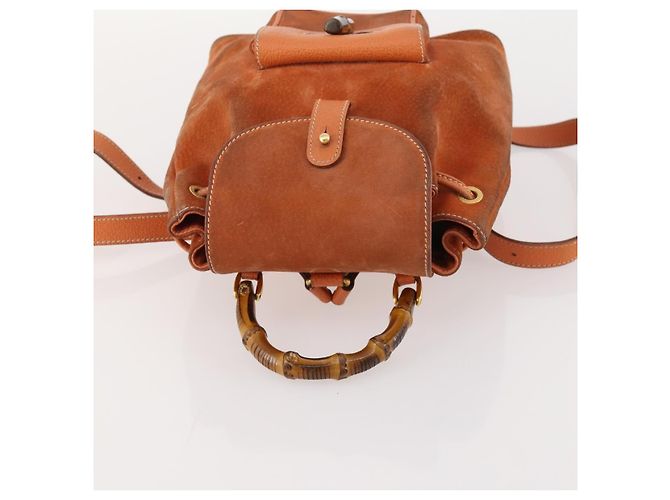 Bamboo Zaino in Bambù GUCCI Camoscio Marrone Oro 003 1956 0030 Auth bs33281 D'oro - vista 6