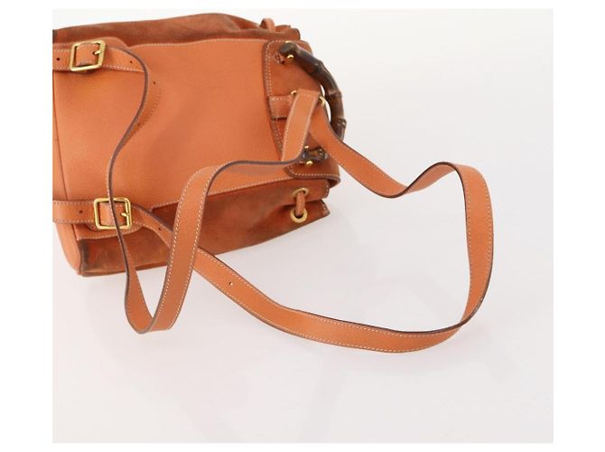 Bamboo Zaino in Bambù GUCCI Camoscio Marrone Oro 003 1956 0030 Auth bs33281 D'oro - vista 9