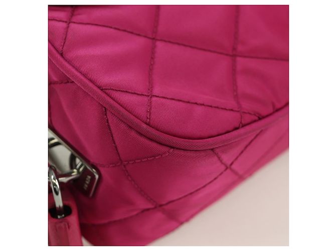PRADA Borsa a Spalla con Catena Nylon Rosa Argento Auth 165354V - vista 10
