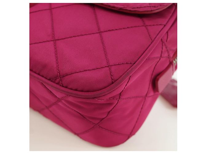 PRADA Borsa a Spalla con Catena Nylon Rosa Argento Auth 165354V - vista 11