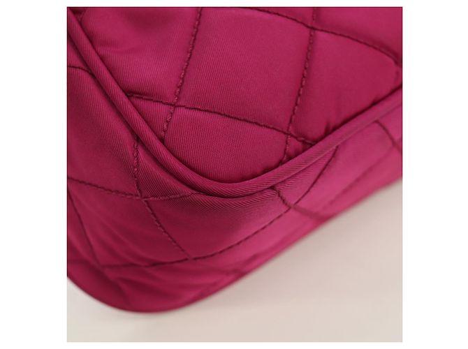 PRADA Borsa a Spalla con Catena Nylon Rosa Argento Auth 165354V - vista 12