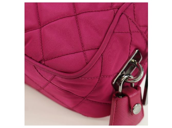 PRADA Borsa a Spalla con Catena Nylon Rosa Argento Auth 165354V - vista 13